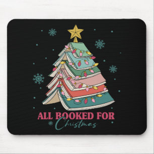 All Booked For Christmas Book Christmas Tree Light Mouse Pad