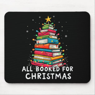 All Booked For Christmas Book Christmas Tree Light Mouse Pad