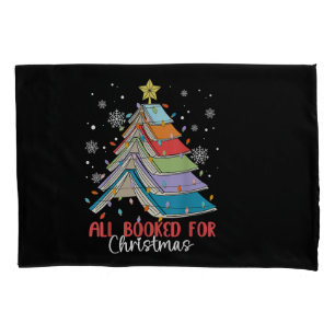 All Booked For Christmas Book Christmas Tree Light Pillowcase