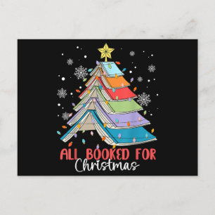 All Booked For Christmas Book Christmas Tree Light Postcard