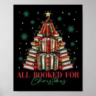All Booked For Christmas Book Christmas Tree Light Poster