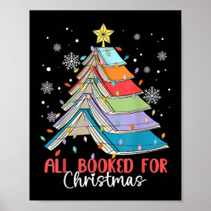 All Booked For Christmas Book Christmas Tree Light Poster