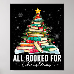 All Booked For Christmas Book Christmas Tree Light Poster