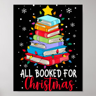 All Booked For Christmas Book Christmas Tree Light Poster
