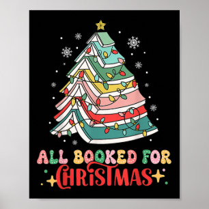 All Booked For Christmas Book Christmas Tree Light Poster