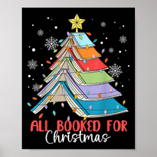 All Booked For Christmas Book Christmas Tree Light Poster