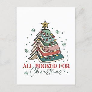 All Booked For Christmas Book Lover Christmas Xmas Announcement Postcard