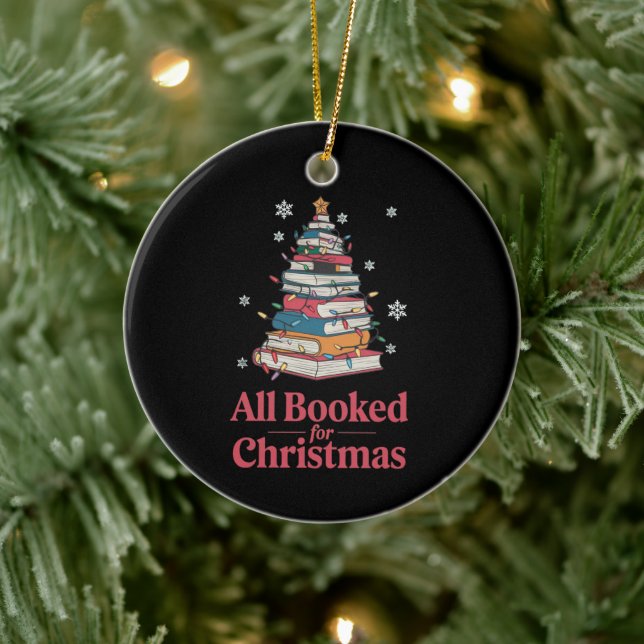 All Booked For Christmas Book Tree Lights  Ceramic Ornament (Tree)