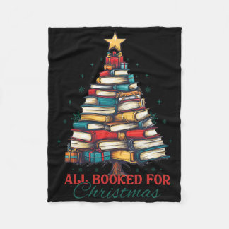 All Booked For Christmas Book Tree Lights Christma Fleece Blanket