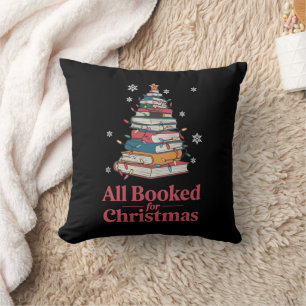 All Booked For Christmas Book Tree Lights Cushion