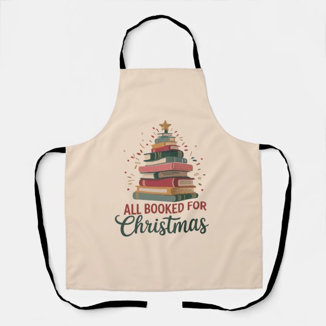 All Booked for Christmas Book Tree Xmas Teacher  Apron (Front)