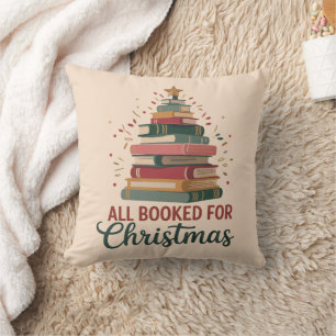 All Booked for Christmas Book Tree Xmas Teacher Cushion
