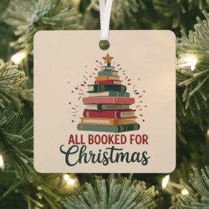 All Booked for Christmas Book Tree Xmas Teacher  Metal Tree Decoration