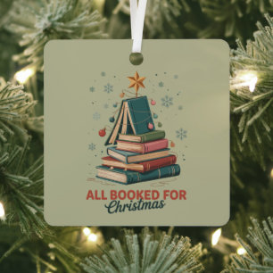 All Booked for Christmas Book Tree Xmas Teacher  Metal Tree Decoration
