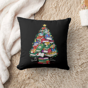 All Booked For Christmas Book Xmas Gift Librarian  Cushion