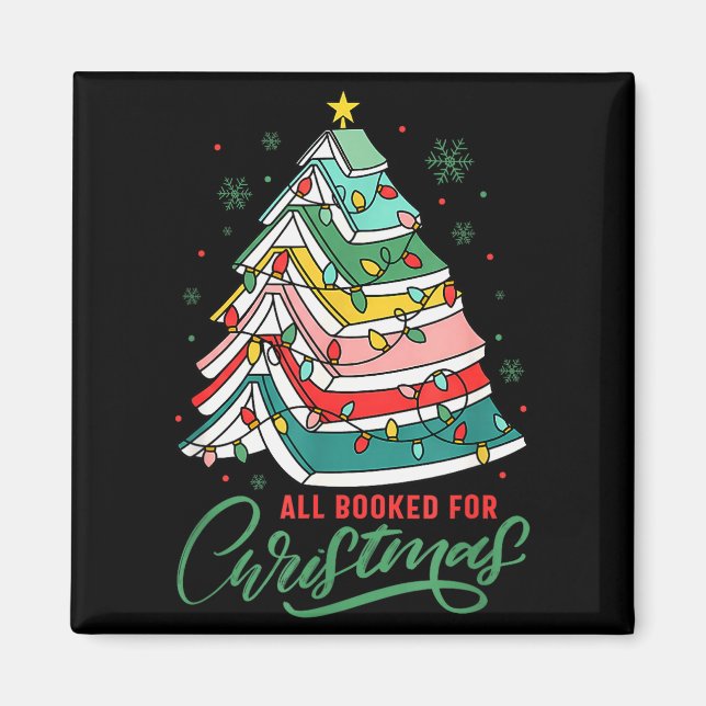 All Booked For Christmas Book Xmas Tree Lights Rea Magnet (Front)
