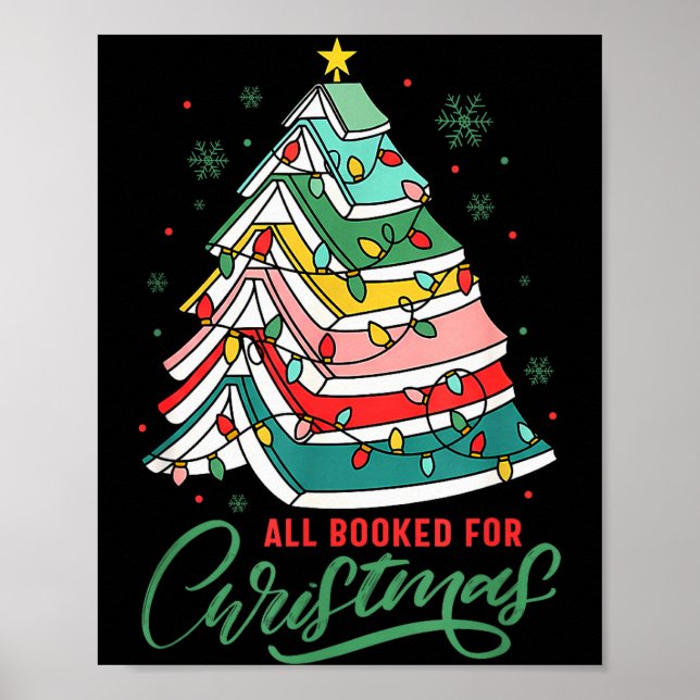 All Booked For Christmas Book Xmas Tree Lights Rea Poster (Front)