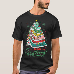 All Booked For Christmas Book Xmas Tree Lights Rea T-Shirt