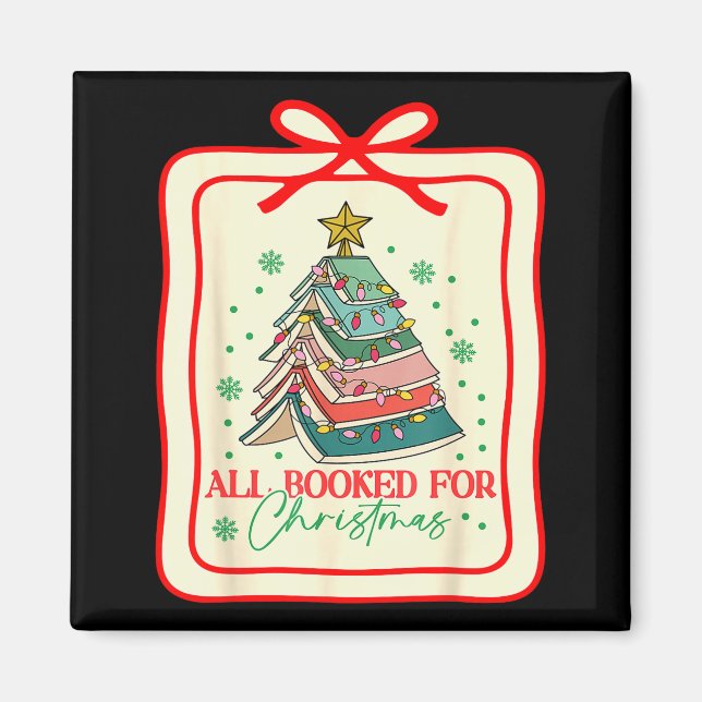 All Booked For Christmas Coquette Bow Tree Lights  Magnet (Front)