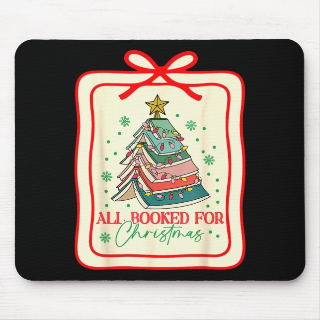 All Booked For Christmas Coquette Bow Tree Lights  Mouse Pad (Front)