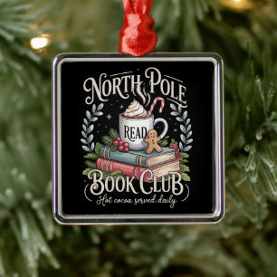 All Booked for Christmas Coquette Xmas Book Club Metal Ornament
