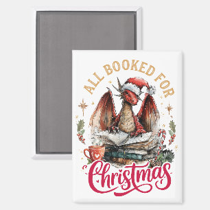 All Booked for Christmas Dragon  Magnet