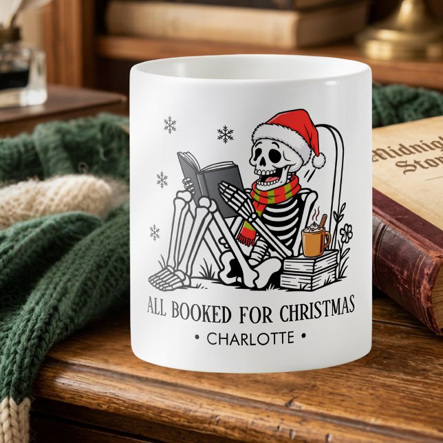 All Booked For Christmas Funny Reading Skeleton  Coffee Mug (Creator Uploaded)