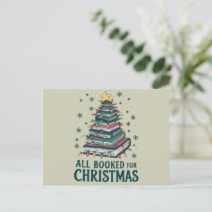 All Booked For Christmas Gift for Librarian Lover Holiday Postcard