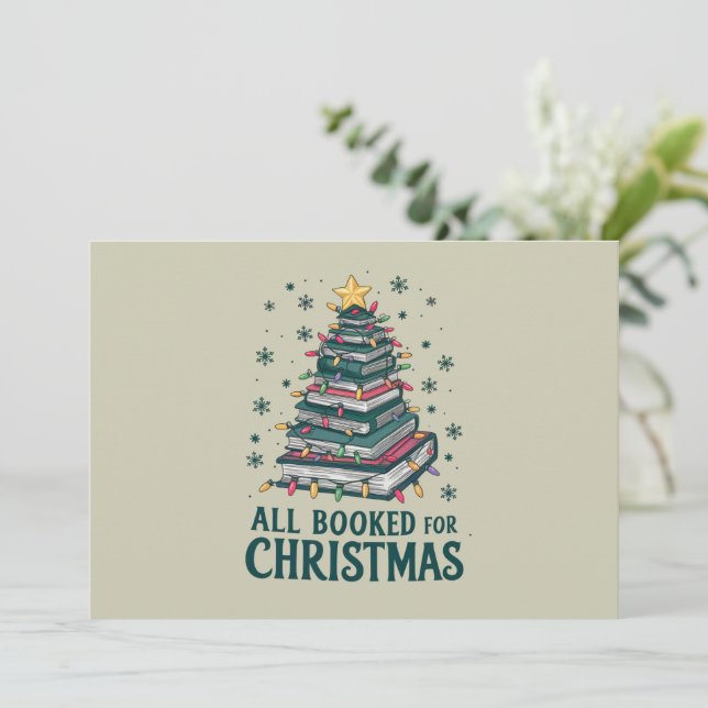 All Booked For Christmas Gift for Librarian Lover Invitation (Standing Front)