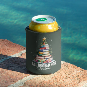 All Booked For Christmas Gift Librarian Bookworm Can Cooler