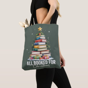 All Booked For Christmas Gift Librarian Bookworm Tote Bag