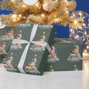 All Booked For Christmas Gift Librarian Bookworm Wrapping Paper