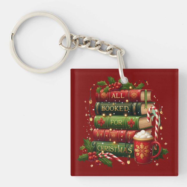 All booked for Christmas Key Ring (Front)