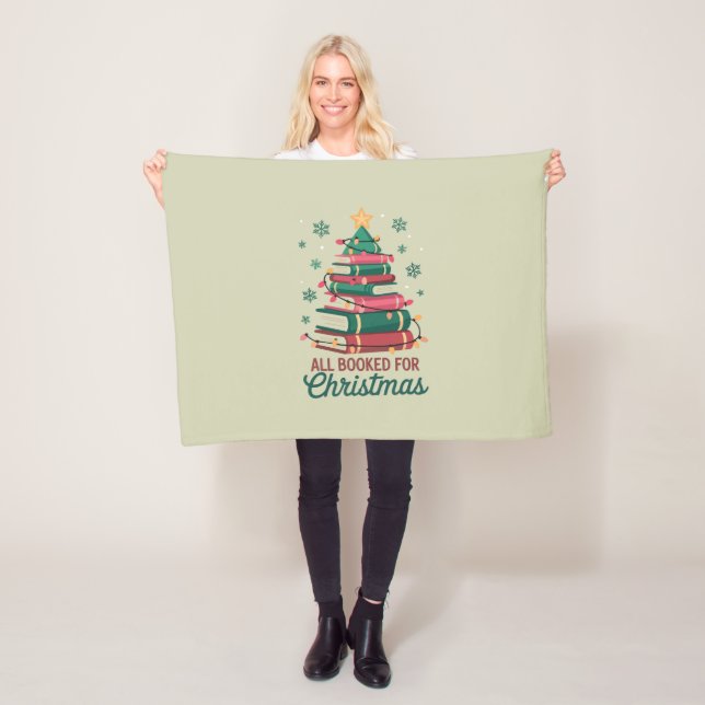 All Booked For Christmas Librarian Book Lover Tree Fleece Blanket (In Situ)