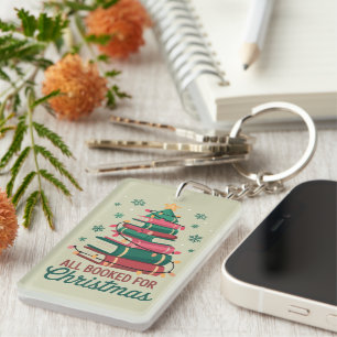 All Booked For Christmas Librarian Book Lover Tree Key Ring