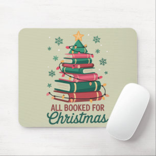 All Booked For Christmas Librarian Book Lover Tree Mouse Pad