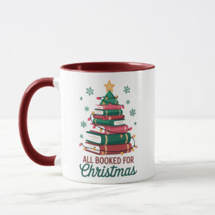 All Booked For Christmas Librarian Book Lover Tree Mug