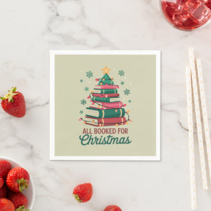 All Booked For Christmas Librarian Book Lover Tree Napkin