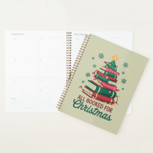 All Booked For Christmas Librarian Book Lover Tree Planner