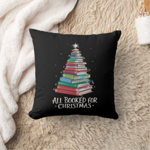 All Booked For Christmas Librarian Xma Book Lovers Cushion