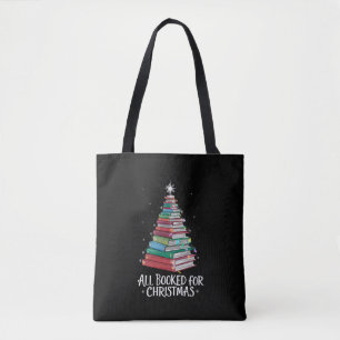 All Booked For Christmas Librarian Xma Book Lovers Tote Bag