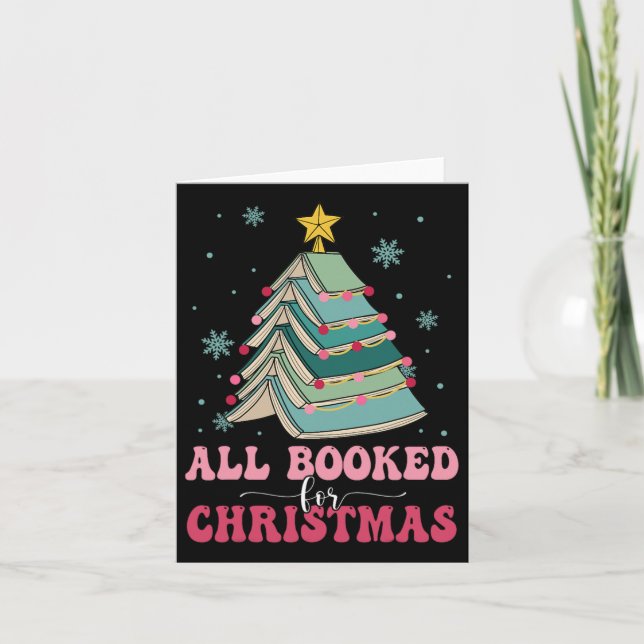 All Booked For Christmas Pine Tree Funny Xmas  Card (Front)