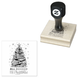 All Booked for Christmas  Rubber Stamp