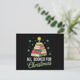 All Booked For Christmas Tree Books Teacher Xmas Holiday Postcard