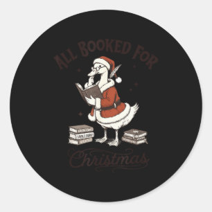 All Booked For Christmas, Vintage Santa Goose, Boo Classic Round Sticker