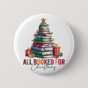 All Booked For Christmas Xmas Tree Teacher Holiday 6 Cm Round Badge