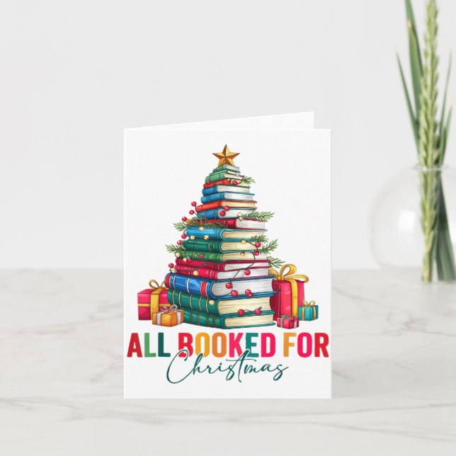 All Booked For Christmas Xmas Tree Teacher Holiday Card (Front)