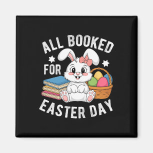 All Booked For Easter Day Cute Bunny Rabbit Readin Magnet
