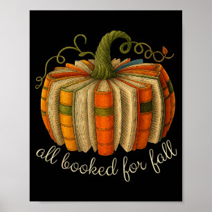All Booked For Fall Book Pumpkin Reading Halloween Poster