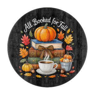 All Booked for Fall Books Coffee Cosy Autumn Cutting Board